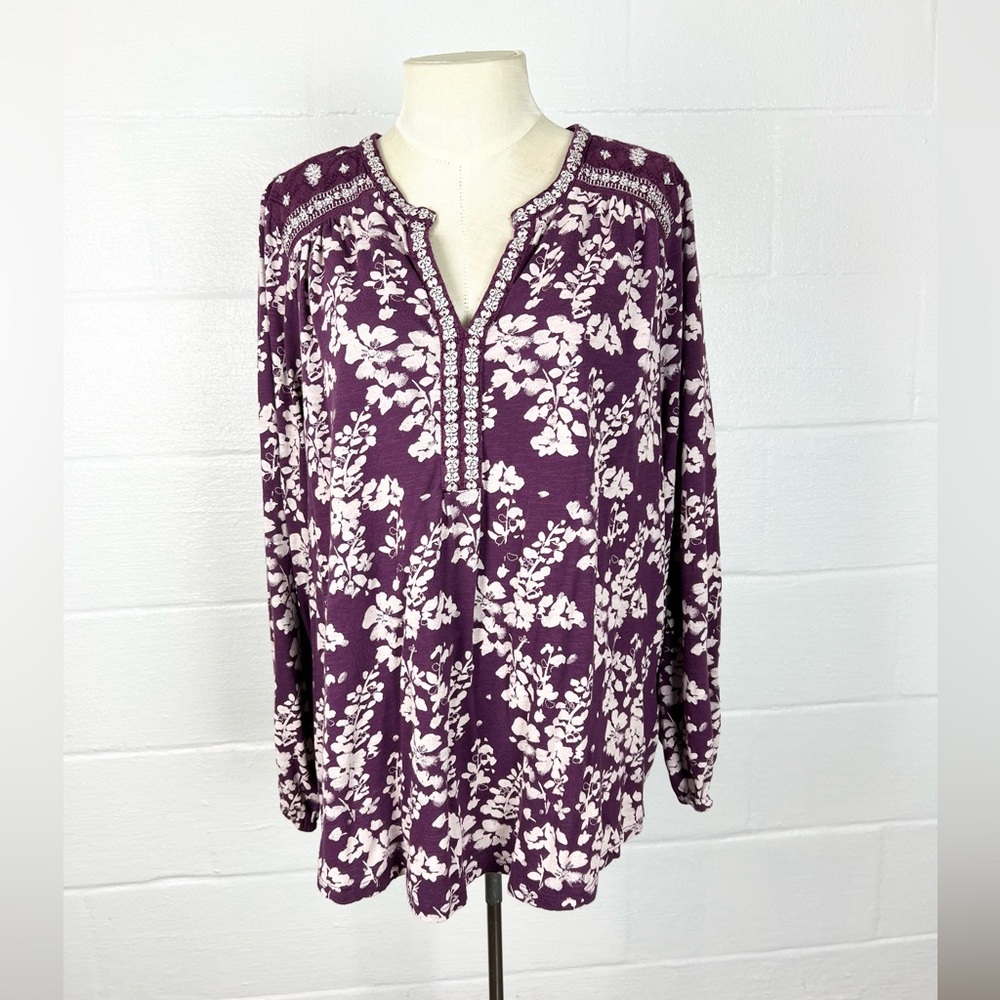 Lucky Brand top size 2X embroidered Boho comfortable plus size shirt - Picture 9 of 9